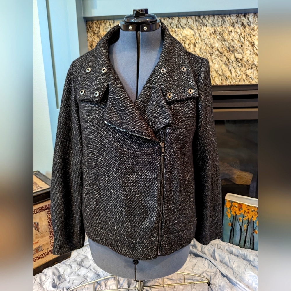 Loft Grey Motorcycle Jacket in Grey Cotton - L